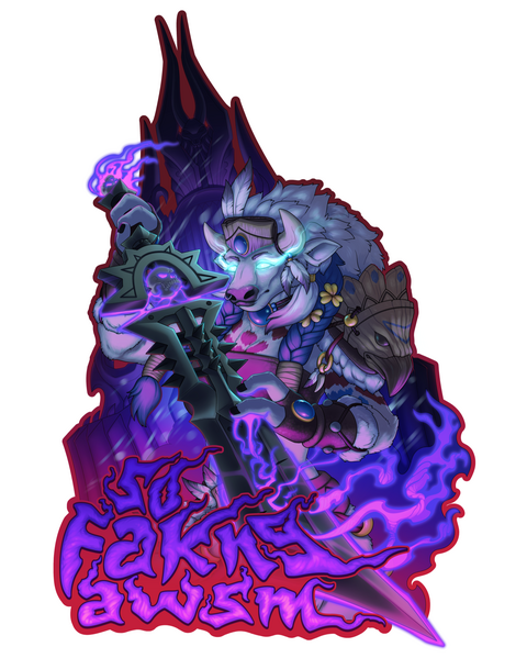Sofakngawsm Conbadge (w/ BG & weapon)