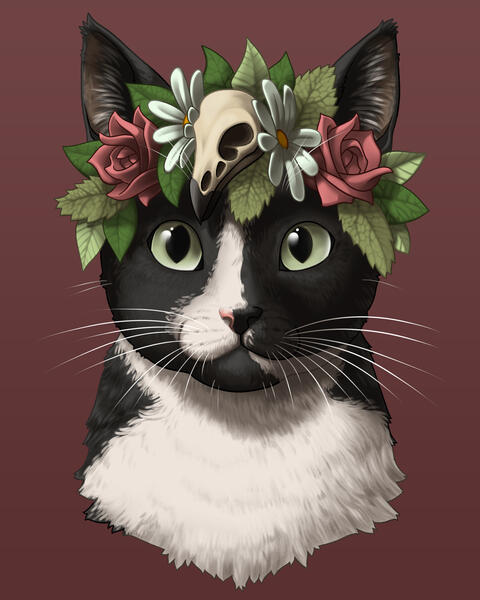 Cat w/ Crown Pet Portrait