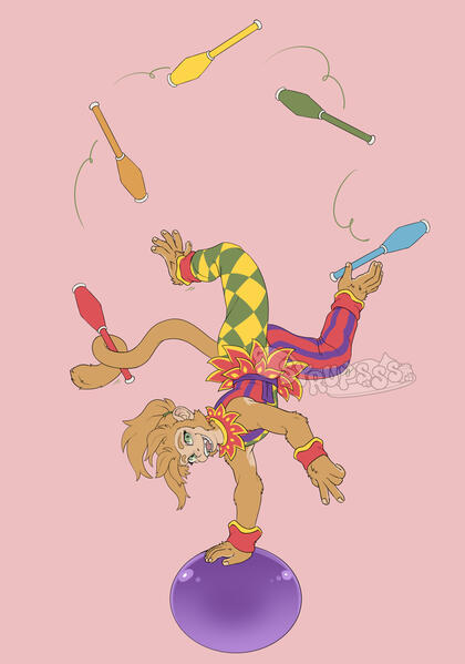 Circus Monkey Flat Colored Sketch