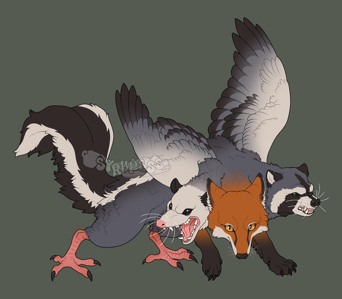 Urban Chimera Flat Colored Illustration