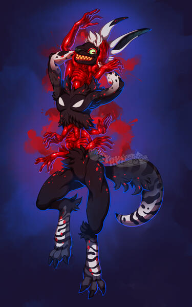 Red Handed Cel Shaded Illustration