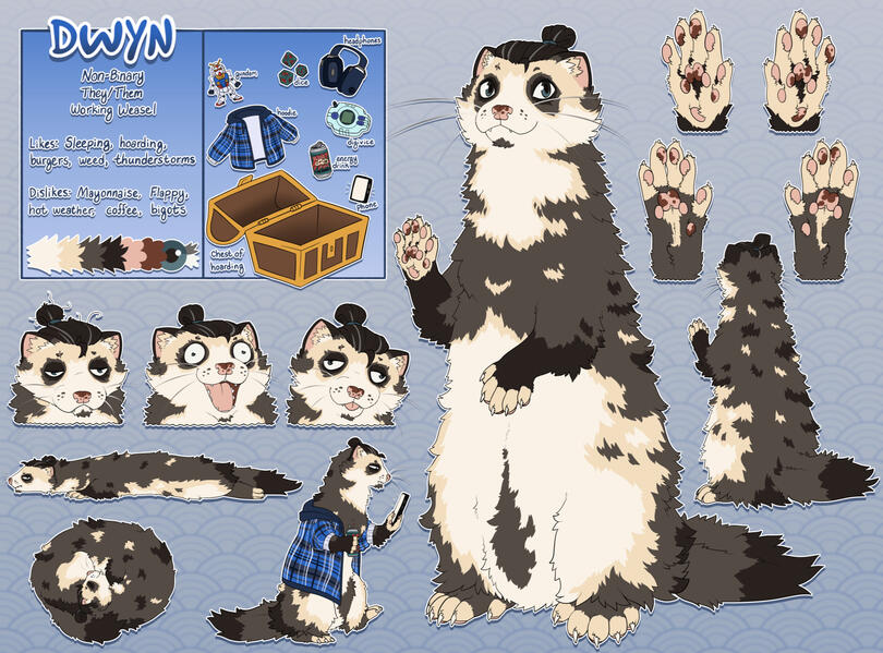 Ferret Full Ref Sheet + Extra Poses and Details